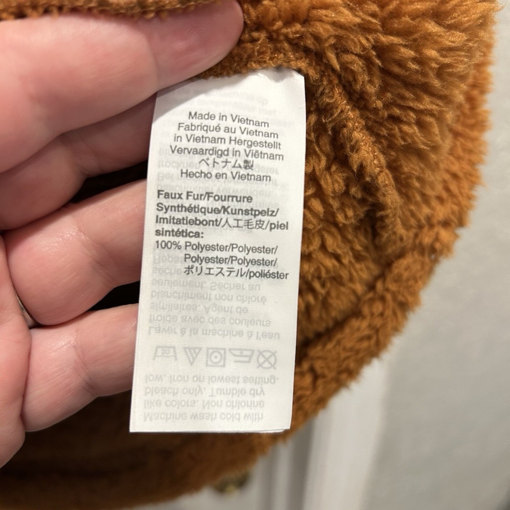 J.Crew Womens Brown Teddy Sherpa Fleece Snap Neck Pullover Jacket Size L Outdoor - Picture 7 of 7
